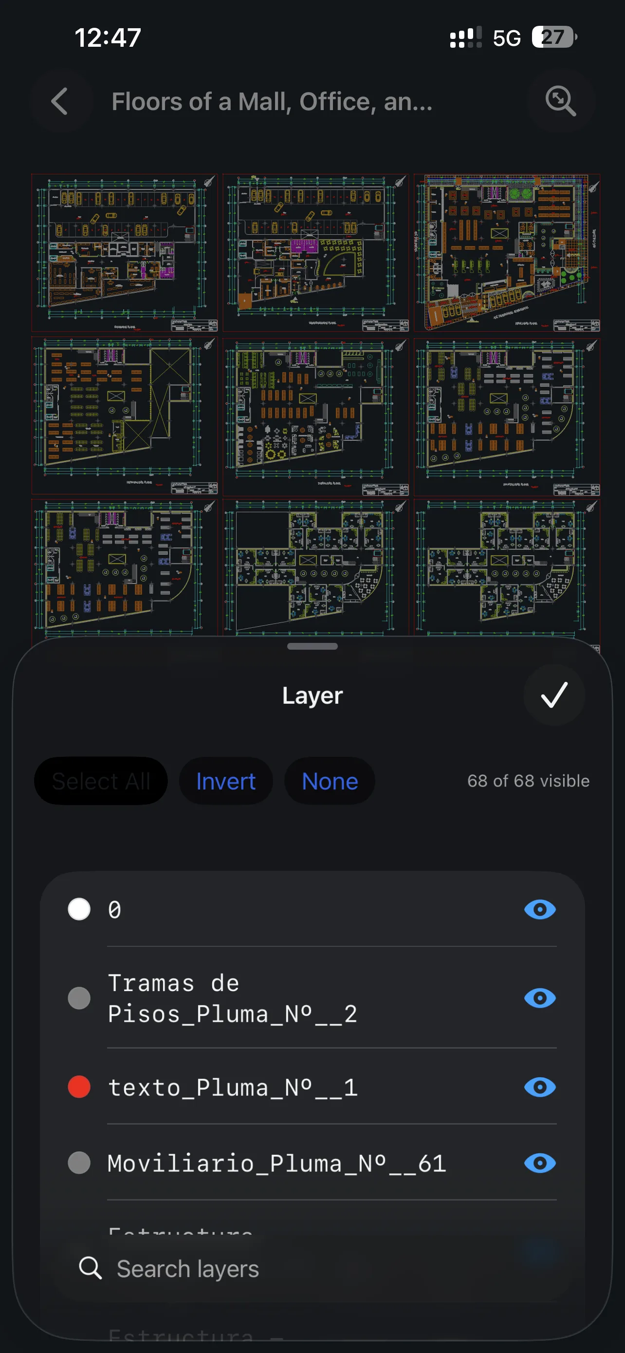 Viewra DWG layer control interface.