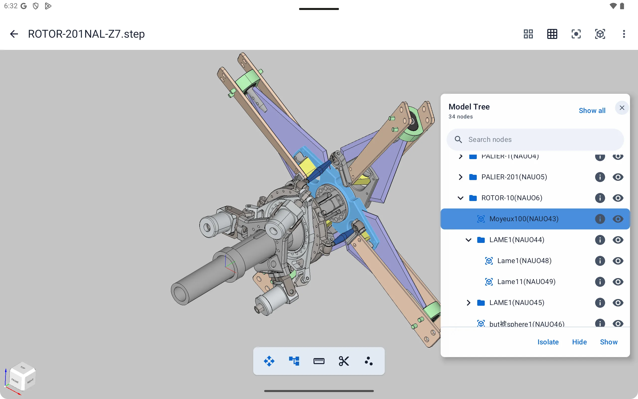 Viewra STEP assembly tree interface.