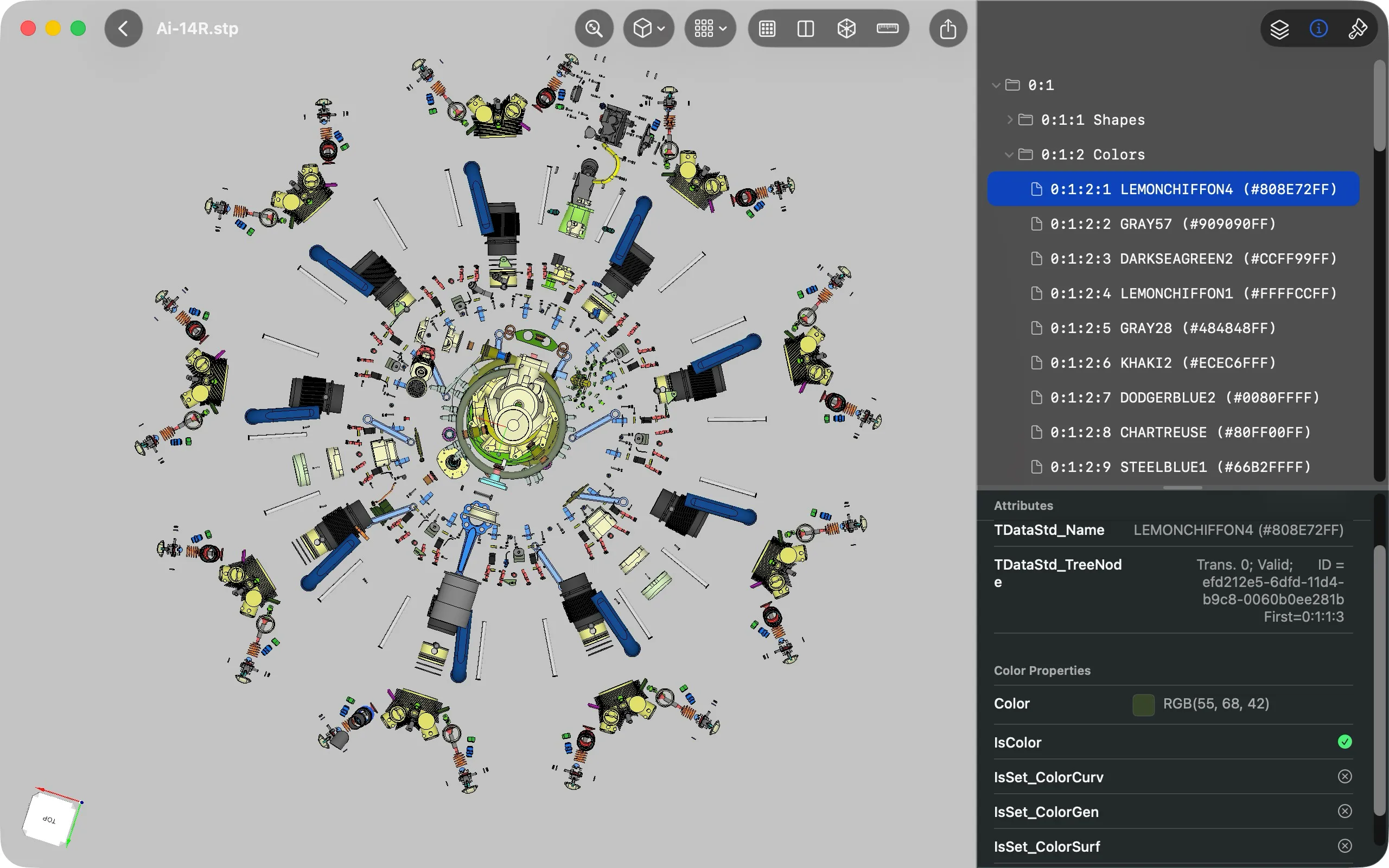 Viewra STEP assembly tree interface.
