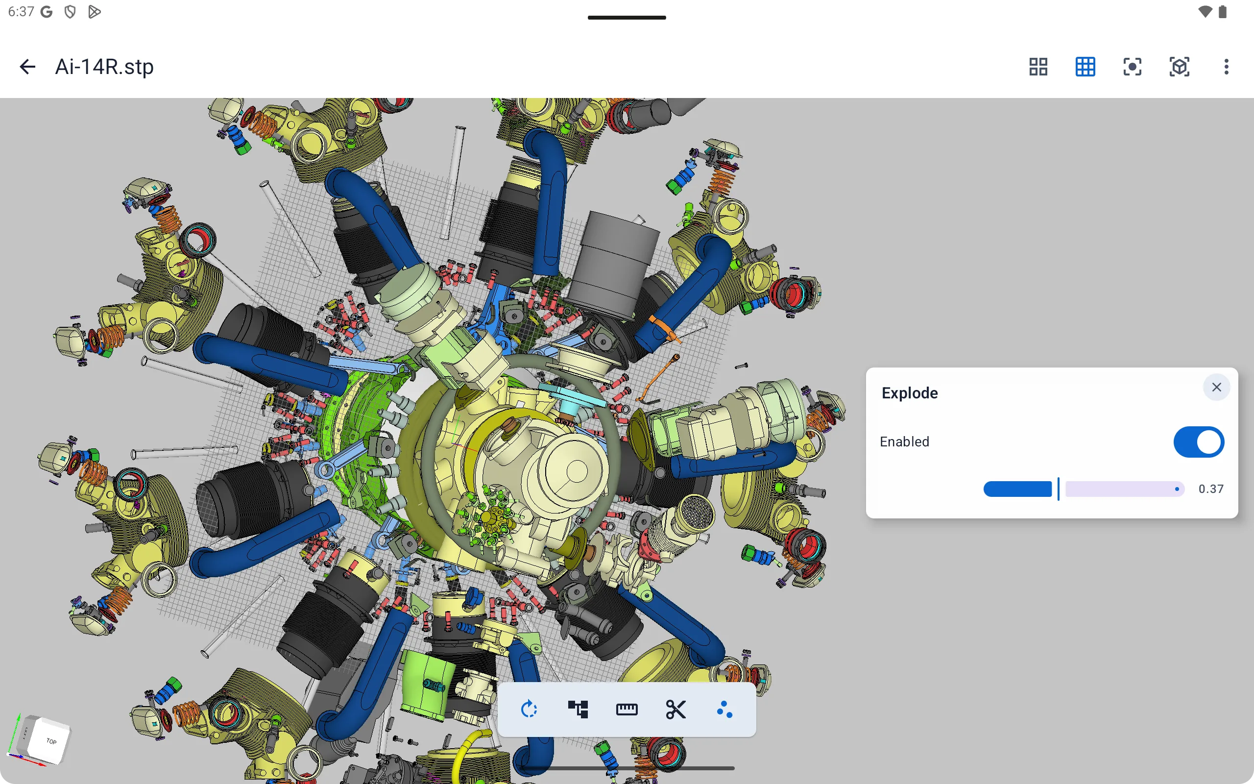 Viewra STEP exploded assembly view.