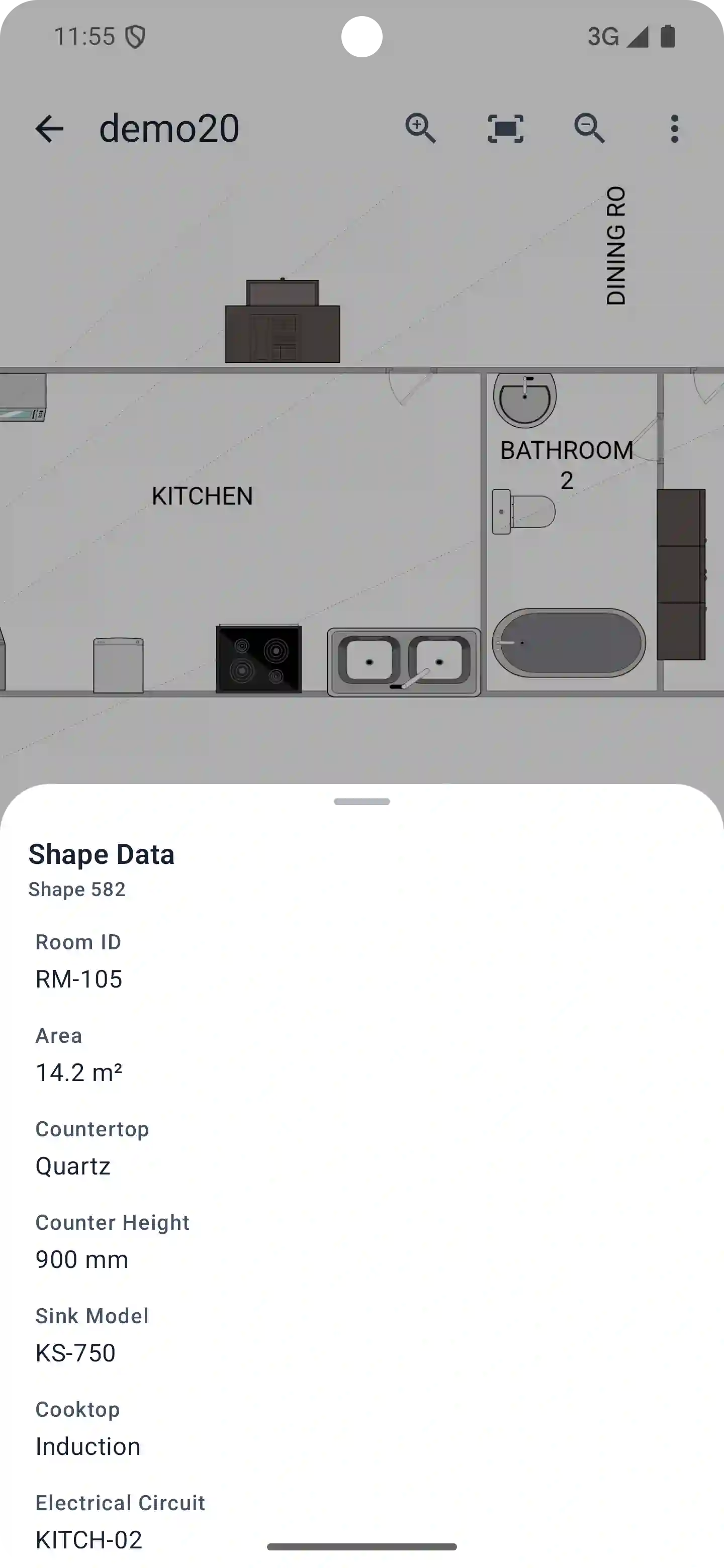 Kiwa displaying details attached to a Visio shape.