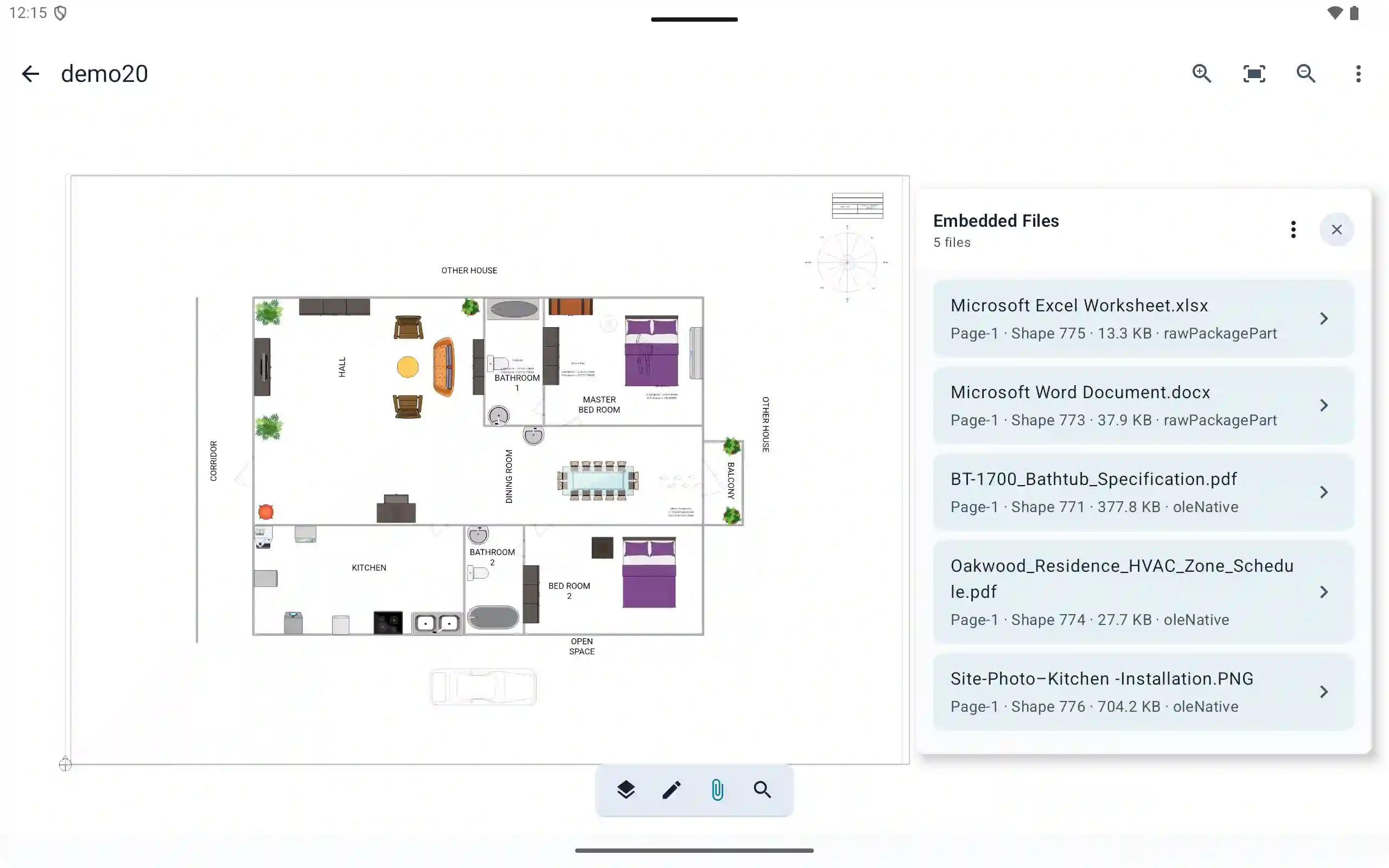 Kiwa accessing a file embedded in a Visio document.