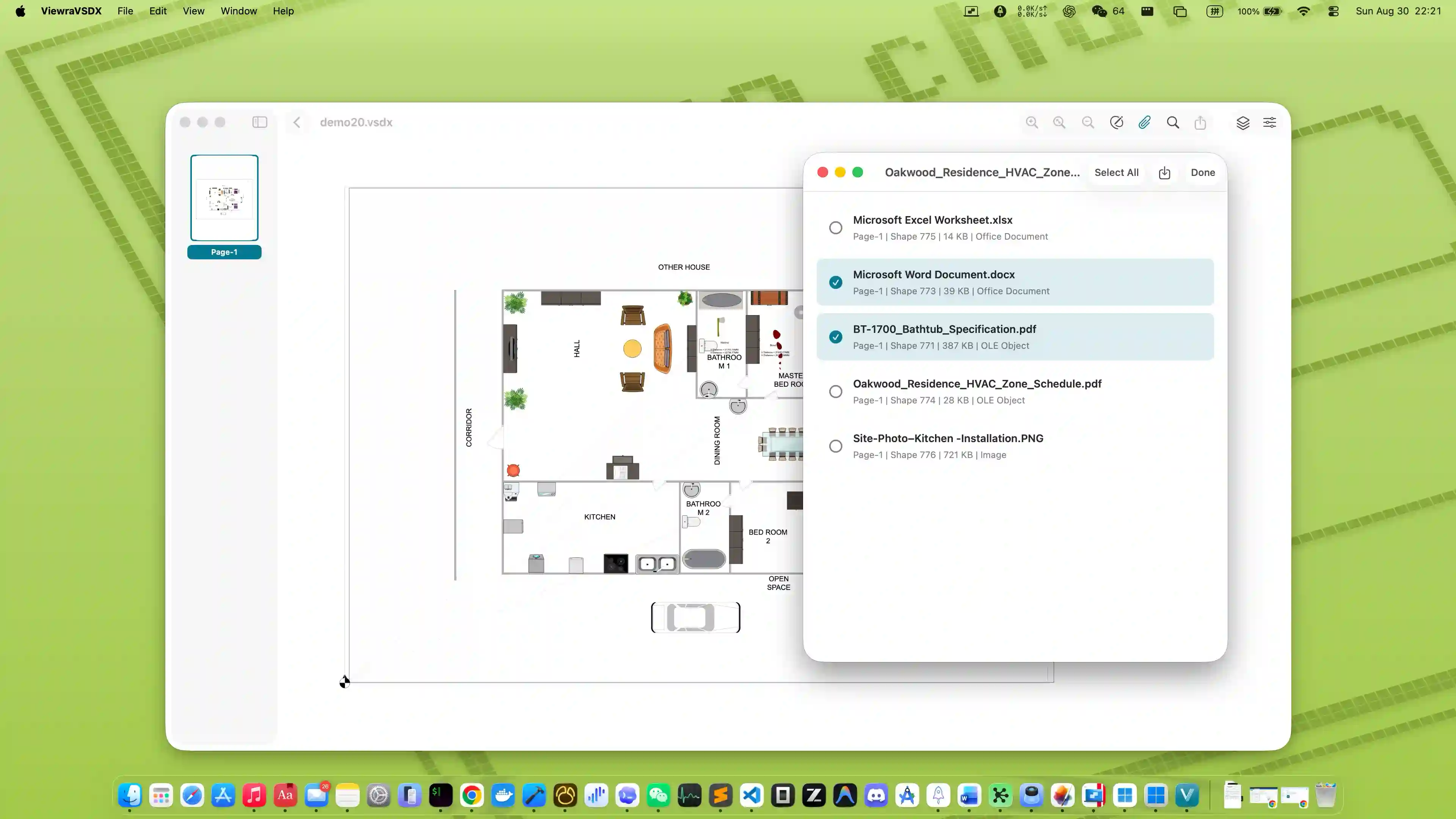 Kiwa accessing an embedded Visio file on Mac.