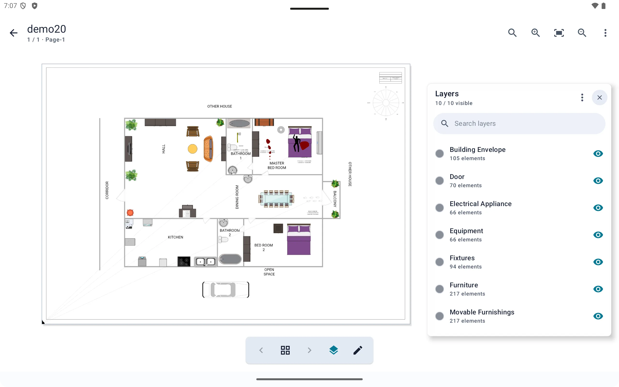 Viewra VSDX layer control interface.