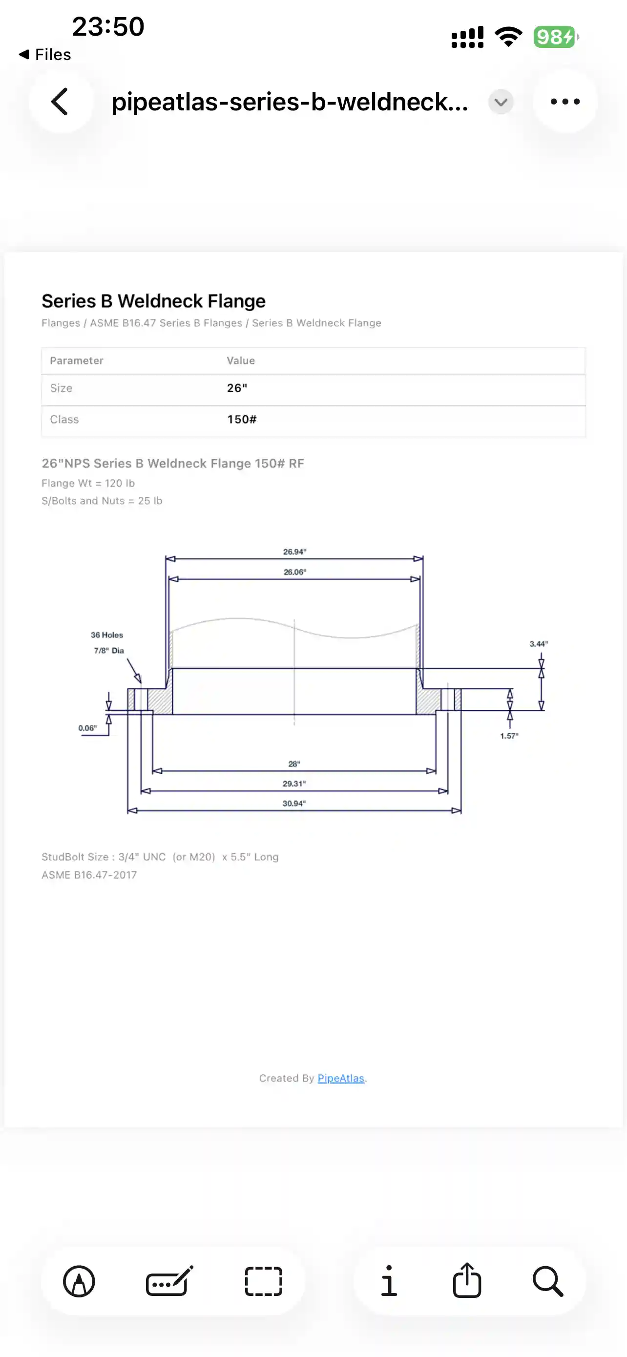 Piping data reference for engineering work.