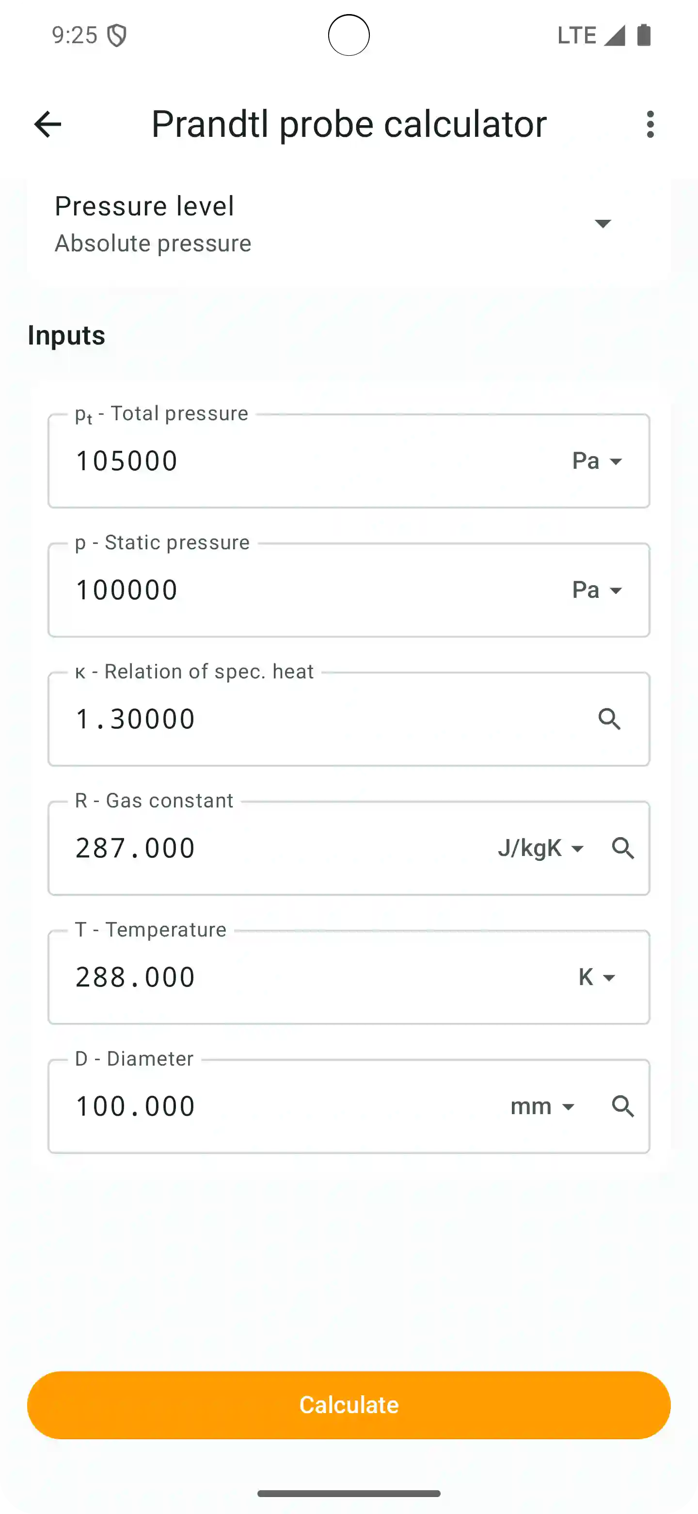 PipeQ differential-pressure flow device calculator on Android.