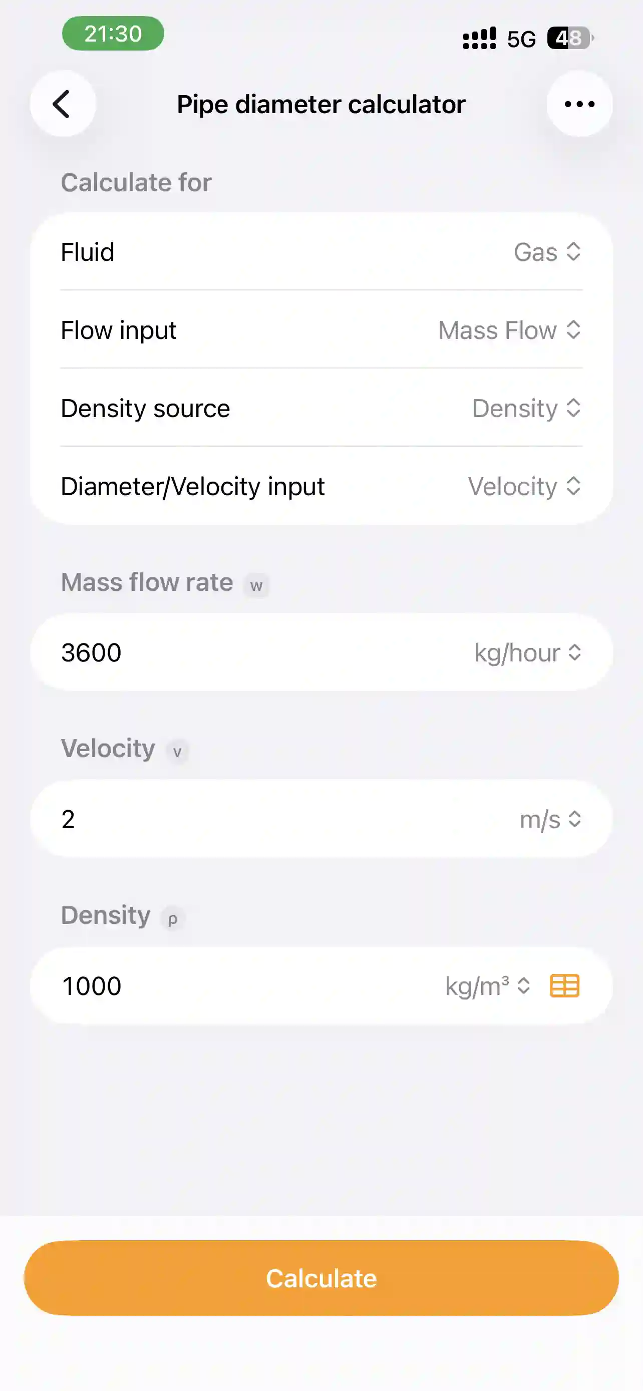 PipeQ quick engineering calculators on iPhone.