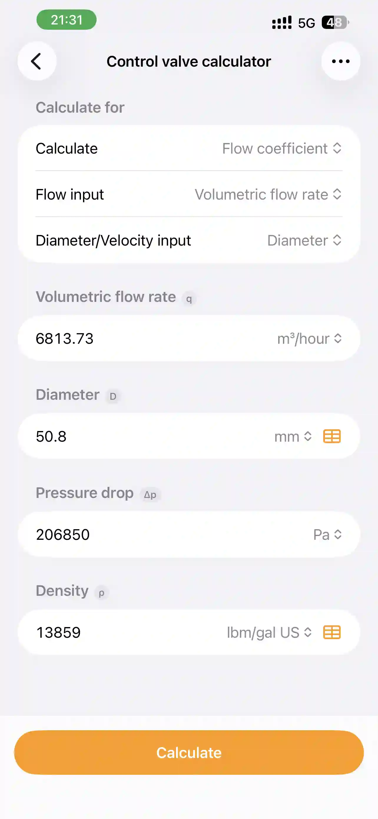 PipeQ quick engineering calculators on iPhone.