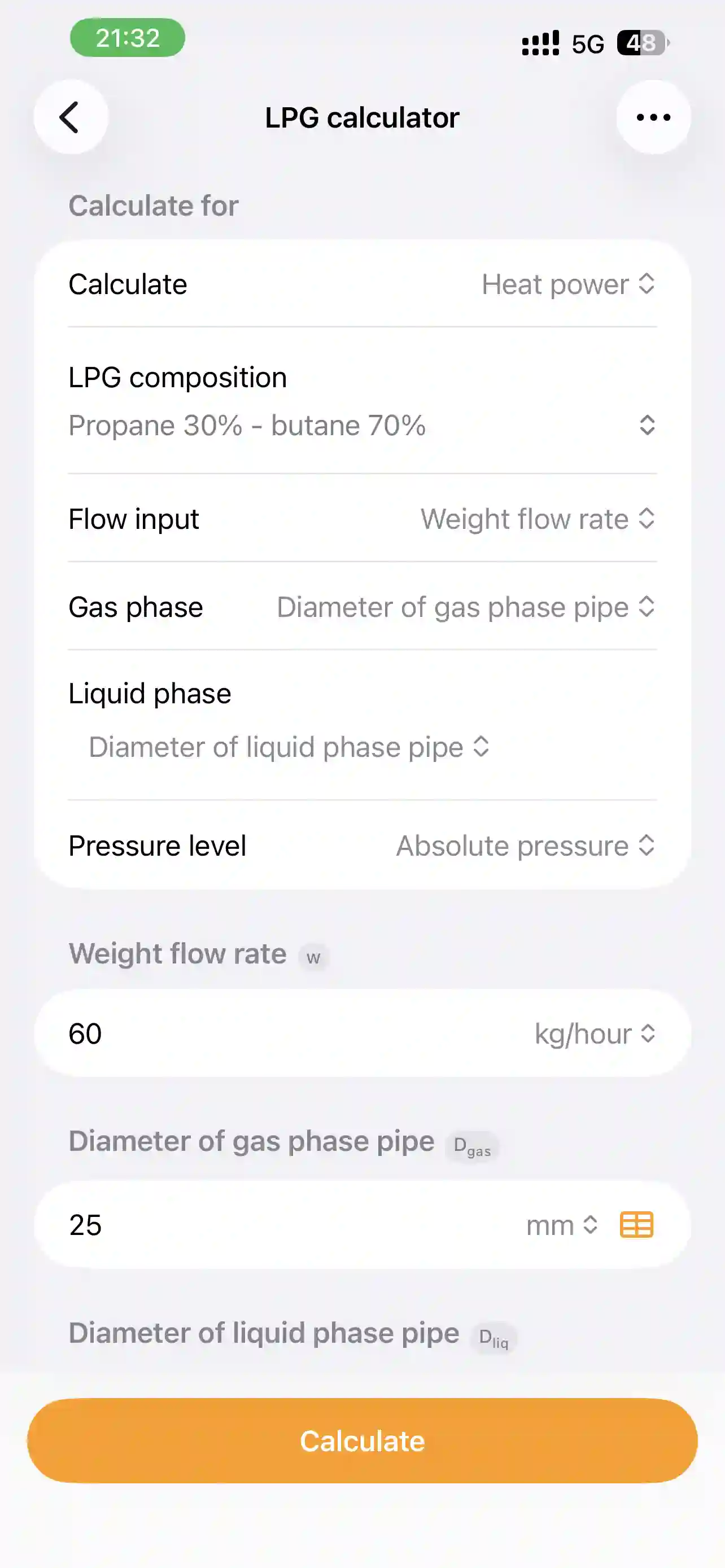 PipeQ quick engineering calculators on iPhone.